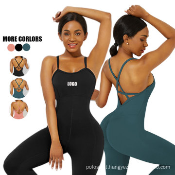 wholesale one piece seamless workout gym fitness sets ribbed yoga set yoga jumpsuit